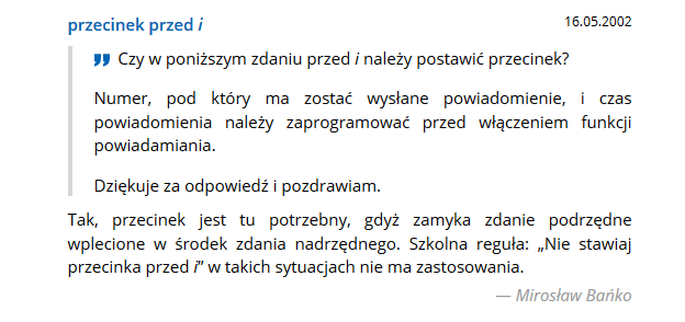 przecinek błąd